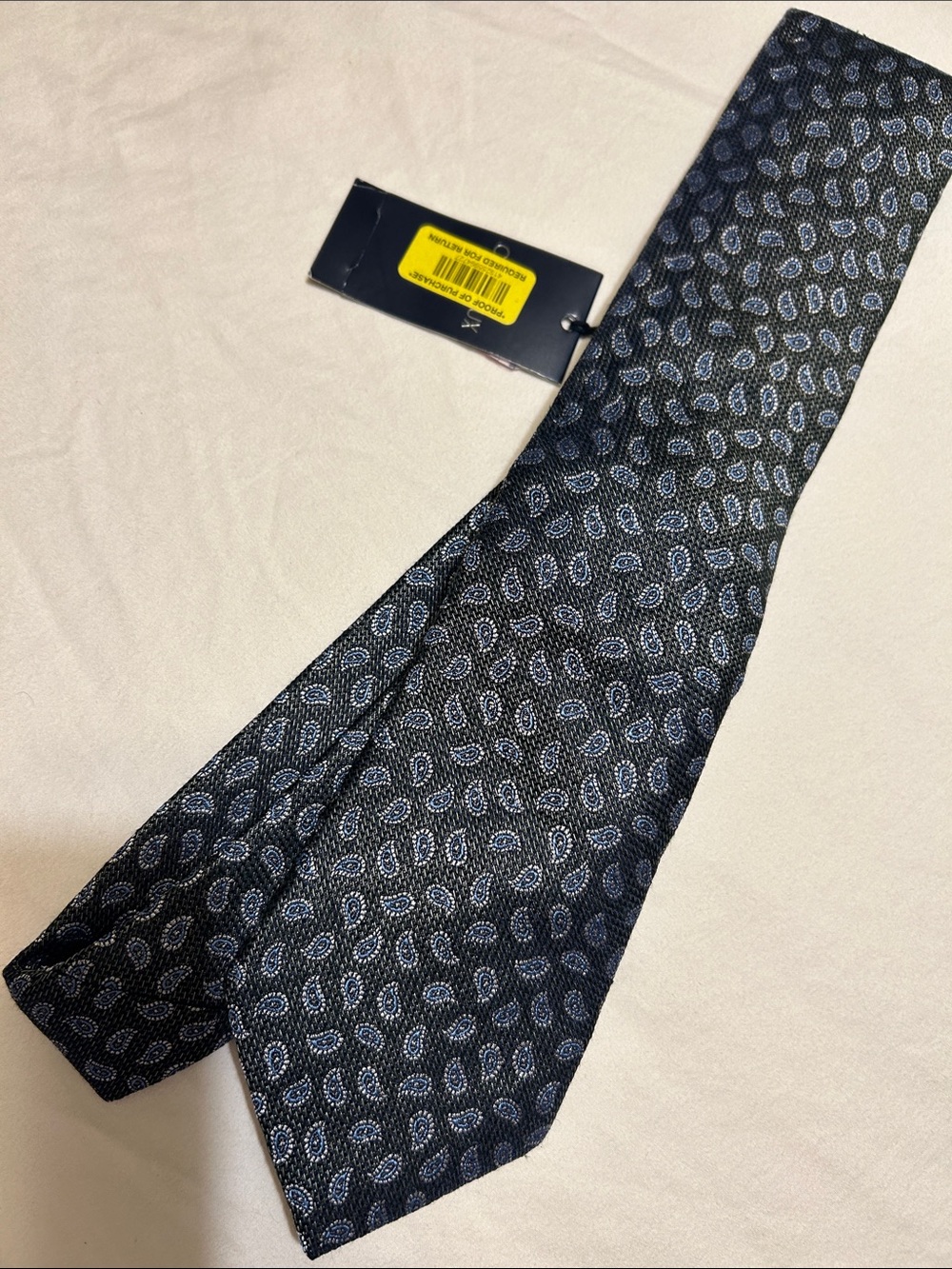Daniel Cremieux Black Tie with Blue Paisley Motif